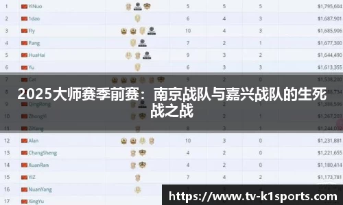 2025大师赛季前赛：南京战队与嘉兴战队的生死战之战